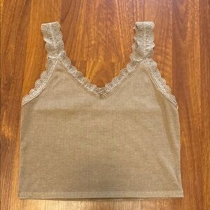 American Eagle Lace Trim Ribbed Tank Top